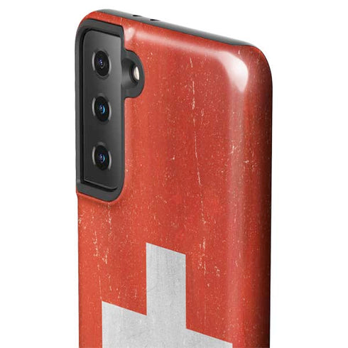 Switzerland Flag Distressed Galaxy S21 Plus 5G Pro Case